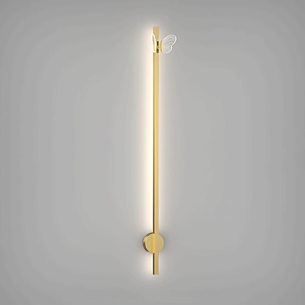 VDOQTLJT Room Decoration Atmosphere Light Strip Wall Lamp Linear Metal Lights with Butterfly Modern LED - 6000K Lamps Simple Bedroom Bedside Sconce Chandeliers(60CM)