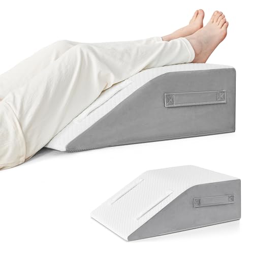 Image of Yojoker Leg Elevation Pillows for Swelling, Memory Foam Wedge Pillow for Legs Blood Circulation, Leg Elevation Pillows for After Surgery, Knee Wedge Pillow for Sleeping Back Hip Ankles Relief Grey