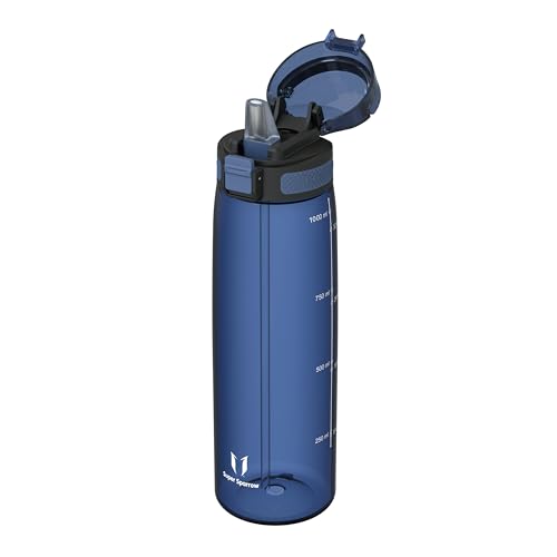 Super Sparrow 水筒 ウォーターボトル - 1L - 米国Tritan BPAフリーストローボトル- 適用 スポーツ、 学校 、野球、アウトドア、キャンプ 、トレーニング