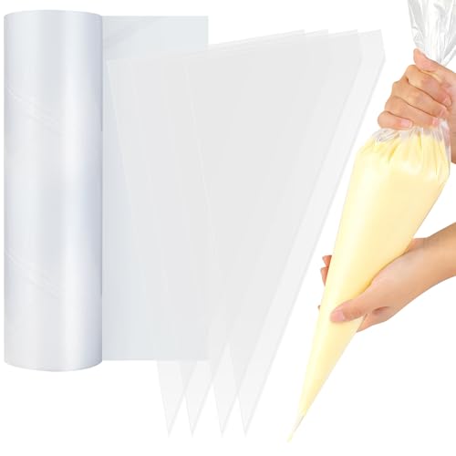 Lot de 100 poches à douille jetables, 53,3 cm d'épaisseur, poches à glaçage, poches à douille jetables solides pour décoration de cupcakes, desserts, cookies.