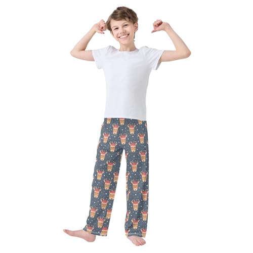 Reinddeer Christmas Balls Boys Long Pants Soft Trousers Elastic Waist Kids Lounge Bottoms with Pockets S-XL2