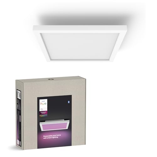 Philips Hue Surimu White & Color Ambiance Panel Deckenlampe 30x30cm dimmbare Deckenleuchte für das Hue Lichtsystem mit 16 Mio. Farben steuerbar via App kompatibel mit Amazon Alexa (Echo Echo Dot)