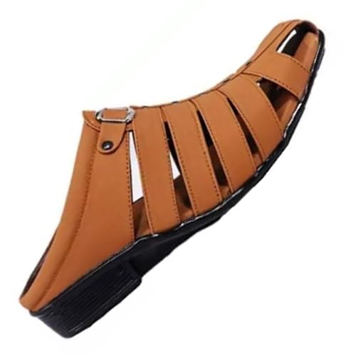 Image of Men's Fashion Sandals - Comfortable Fisherman, Premium PU Padding, Synthetic Leather, Closed-Toe Summer Outdoor Sandals, Stylish and Durable Footwear