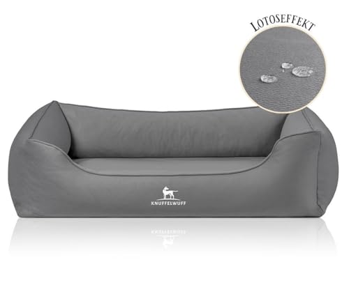 Knuffelwuff orthopädisches Hundebett Oliver, M-L - Dunkelgrau | Easy Clean Wildlederoptik | Memory Foam | wasserabweisend waschbar | gelenkschonend robust für kleine bis große Hunde