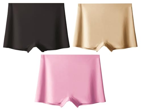 Image of LOURYN KOULYN Women's Ice Silk Seamless Boyshort Panty, (Pack of 3 Panty)