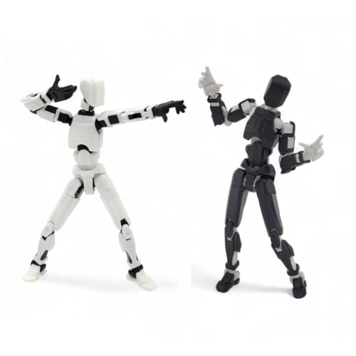 Image of Dummy13 Fully Articulated Action Figure | 3D Printed Robot Assembly Kit | 5.4 Inch Tall Poseable Toy | Dynamic Poses | DIY Collectible Model | Made in India (Combo - White Armour Black Armour)