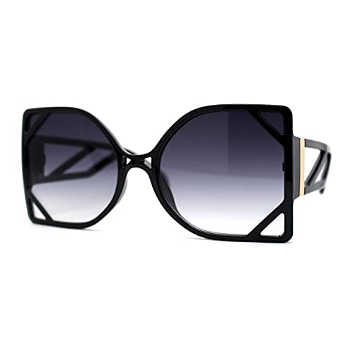 Womens Geometric Lattice Plastic Square Butterfly Sunglasses