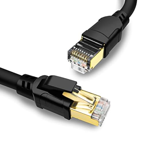 Image of Yauhody CAT8 Ethernet Cable 25FT, High Speed 40Gbps 2000MHz SFTP Internet Network LAN Wire Cables with Gold Plated RJ45 Connector for Router, Modem, PC, Switches, Laptop, Gaming, Xbox(25ft /8m) Black