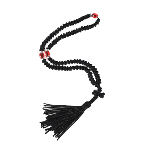 Handmade Orthodox Prayer Rope 100 Knots with Red Bead Prayer Beads Christian Greek Komboskoini Chotki Greek Orthodox Cross Christian Car Accessories Protestant Prayer Beads Rosary Blessed Decor Gift