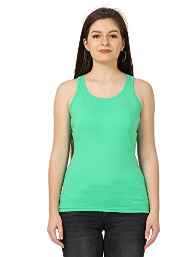Image of FLEXIMAA Women's Cotton Plain Round Neck Sleeveless T-Shirt