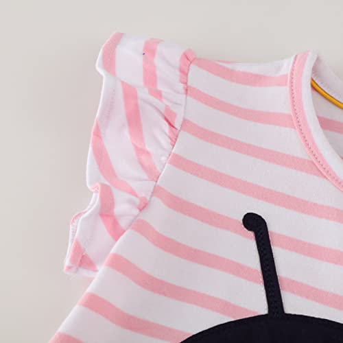 Image of HILEELANG Toddler Girl Cotton Casual Dress Summer Short Sleeve Basic Tunic Playwear Shirt Dresses