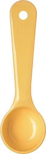 Image of Carlisle FoodService Products Measure Miser Solid Measuring Spoon with Short Handle, 1 Ounce, Yellow (Pack of 5)