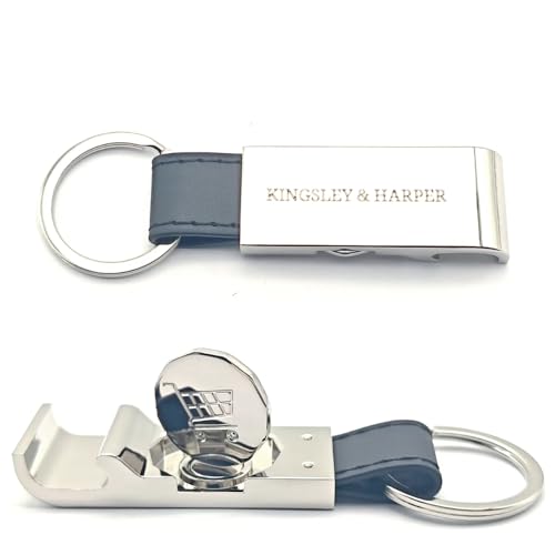 Bottle Opener with a Magnetic Trolley Coin New Pound Shape with PVC Leather Strap and Keyring Gifts for him bDay Xmas
