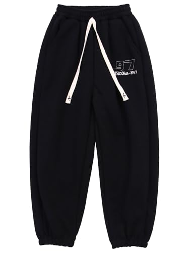 Unisex Kids Sweatpants Elastic Waistband Embroidery Pants with Pockets Drawstring Jogger Pants4