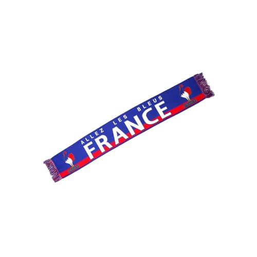 Nyls Création Echarpe France Supporter Français Drapeau Tricolore et Coq Gaulois Bleu Blanc Rouge - Taille unique - Bleu