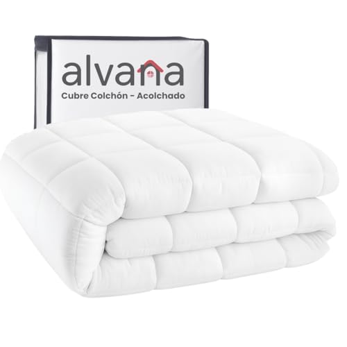 El Mejor Listado de Colchones estandard los 5 más buscados. 46 ALVANA Cubre Colchón Acolchado Premium Extra Suave Termorregulable y Hipoalergénico Protector de Colchón con Relleno de Microfibras de Gel (Matrimonial)