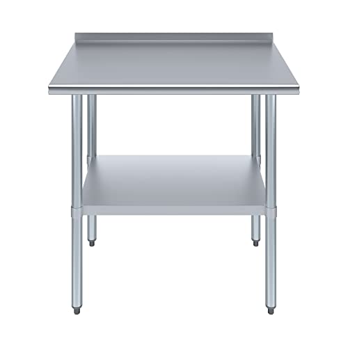 Image of AmGood Stainless Steel Work Table with 1.5 inch Backsplash | Metal Kitchen Food Prep Table | NSF (36 inch Long x 24 inch Deep)