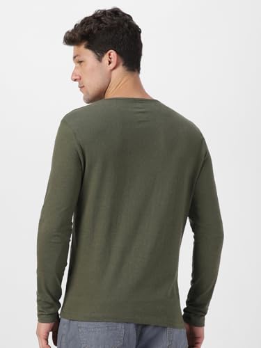 Image of Urbano Fashion Men's Solid Henley Neck Slim Fit Full Sleeve Cotton T-Shirt