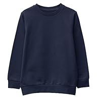 Unisex SweatShirt Boys Girls Fleece Jumper Classic Crew Neck Long Sleeve School Uniform Sweater NVY 9-11 Navy