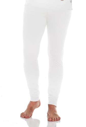 Body Glove Fleece Lined Thermal Leggings for Men Winter Long Johns Base Layer Performance Underwear Mens Insulated Bottom, White, M