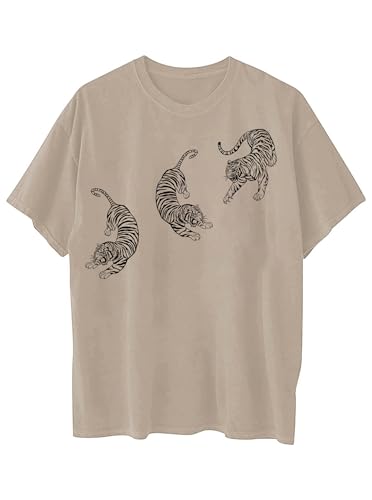 Avanova Women Tigers Graphic Oversized Tee Top Short Sleeve Loose Crewneck Summer T-Shirt4