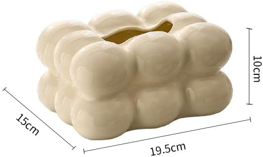 Tissue Box Cover, Ceramic Tissue Holder, Facial Tissue Box for Sink Counters, Desks, Bathroom Vanity, Office, Home Decor, Restaurant, White Facial Paper Holder,8.3x6.3x3.9''