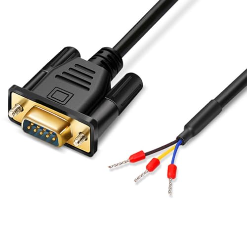 RIKYJIC Gold-Plated DB9 RS232 Straight-Through Serial Cable with RXD TXD GND Terminals (Single Male, 1 Meter)