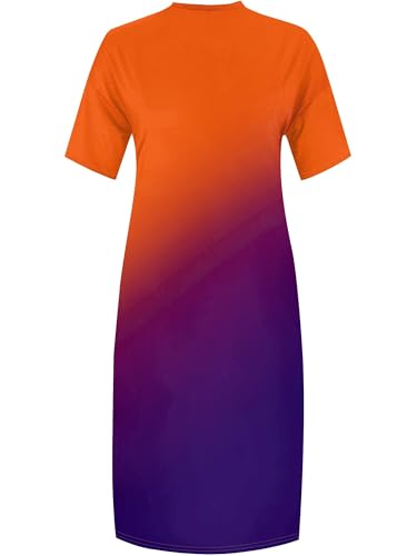 Image of SUZONANA Women Casual T-Shirt Dress V Neck Short Sleeve Solid Color Oversize Dress with Front Two Pockets