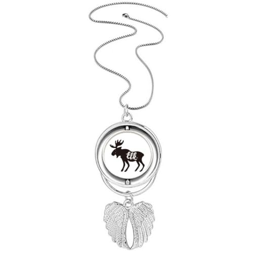 Collier élan noir et blanc avec ailes d'ange, le cadeau idéal et symbolique