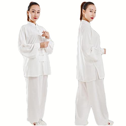 Kung Fu Ropa Tai Chi Uniformes Kung FU Traje de artes marciales Traje Wing Chun para hombre y mujer, White-XXXL