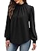 WIHOLL Long Sleeve Shirts for Women Business Casual Tops Fall Outfits for Women 2025 Early Womens Fall Fashion 2025 Clothing Boho Tops Old Money Clothes Trendy School Outfits for Teachers Black M