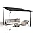 SUNSITT 8’ x 10’ Gazebo, Outdoor Lean to Gazebo Pergola w/Drainage Holes, Wall-Mounted Gazebo with Hard Top Metal Awnings for Patio Backyard Deck, Dark Grey
