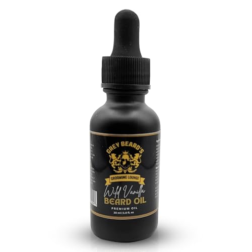 Grey Beard's Grooming Lounge Wild Vanilla Beard Oil for Men 1 fl oz - Natural Leave-In Conditioner with Jojoba Argan and Grapeseed Oils