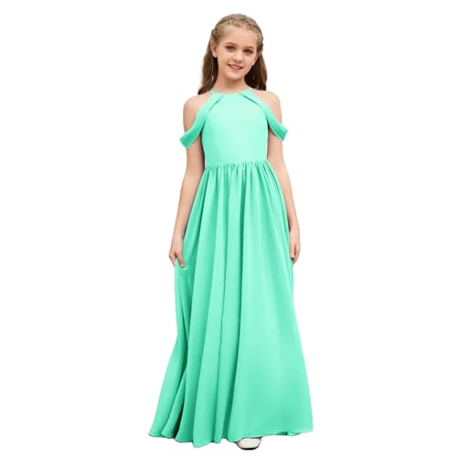 Junior Bridesmaid Dress for Girls Chiffon Off Shoulder Tween Party Dresses 2-14 Flower Girl Gowns Special Occasions