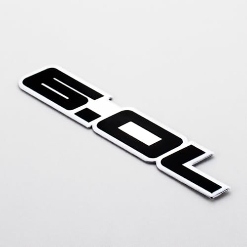 Image of 2Pc 6.0L Logo Emblem Aluminum Premium 6.0 Badge Car Door Sticker Side Decal Auto Trunk Replacement for Universal Vehicle (Chrome Black)