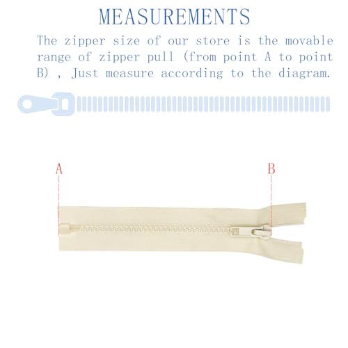 Image of ANPURZII 2PCS #5 12 Inch Beige Separating Jacket Zippers for Sewing Coats, Molded Plastic Bulk Zippers(Beige 12 inch 2PCS)