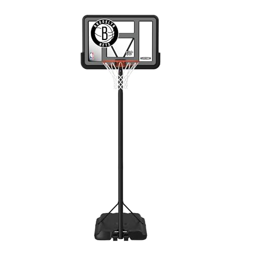Image of Lifetime NBA Brooklyn Nets Portable Basketball Hoop, Adjustable Height 7.5-10 Ft, 44 Inch Shatterproof Fusion Backboard, Base with Wheels