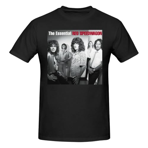 REO Music Speedwagon Shirt Men's Short Sleeve Crew Neck T-Shirt Cotton T Shirt Unisex Tops Black