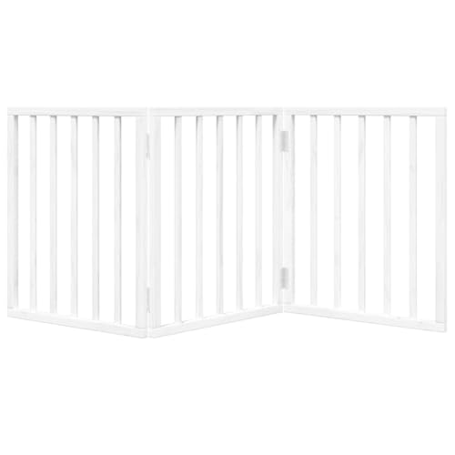 vidaXL Hundetor 3-TLG., Hundegitter Faltbar Pflegeleicht, Schutzgitter für Wohnzimmer Küche Treppe, Haustiertor Türschutzgitter, Weiß Pappelholz