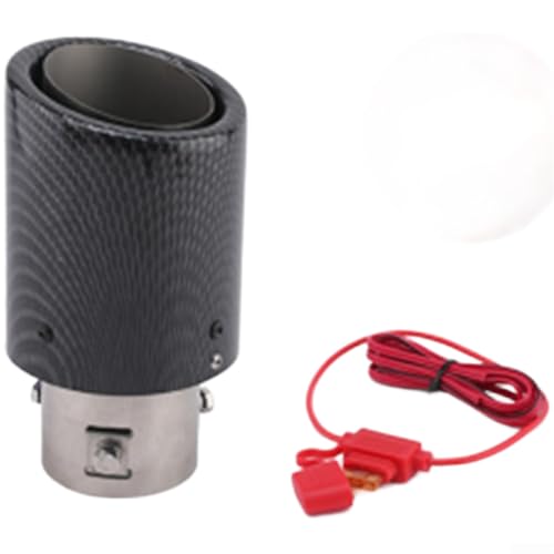 Vehicle Exhaust Tip In Stainless Steel With LED Flame Effect And Carbon Fiber Design, Fits Exhaust Pipes Under 55mm For Appearance(A)