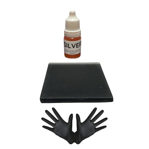 Silver Testing Kit .999 .925 Silver Solutions with 2x2 Test Stone Precious Metal Tester Real/Fake Check Analysis Analyzer Kit 2pcs Nitrile Gloves