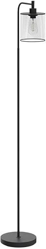 Miniatura 4 de BoostArea Lámpara de pie industrial, lámpara de pie con pantalla colgante de malla de hierro, bombilla LED de 6 W, lámpara de pie de granja de metal