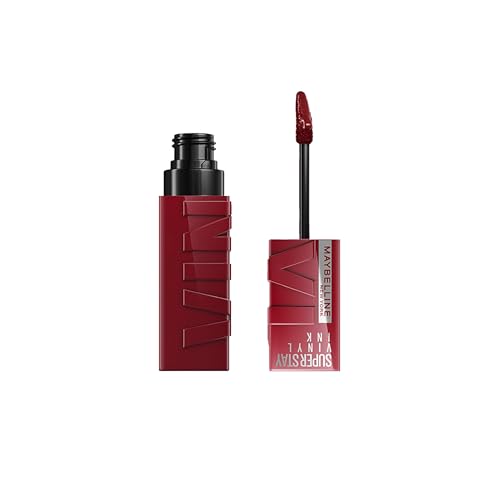 Maybelline NY SuperStay Vinyl Ink Batom Líquido, Longa Duração, Acabamento Vinil Espelhado e Efeito Gloss, Brilho Instantâneo, Conforto para os Lábios, Fórmula Vegana, Cor Lippy 4,2ml