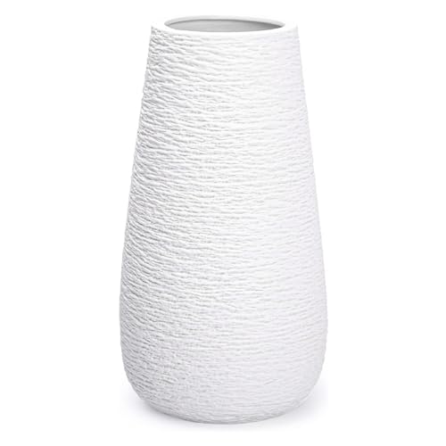 Vaso Bianco in Ceramica, Vaso Fiori Decorativo da Interno in Stile Minimalista Moderno per Tavolo, Decorazione per la Casa - 20 cm
