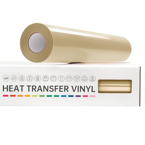 VinylRus Heat Transfer Vinyl-12” x 20ft Tan Iron on Vinyl Roll for...