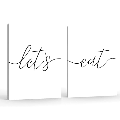 PUYIQARE Let's Eat Sign Canvas Wall Art Kitchen Paintings for Wall Decor Posters Let'S Eat Canvas Art Print Picture for Dining Room Decor Wrapped Canvas