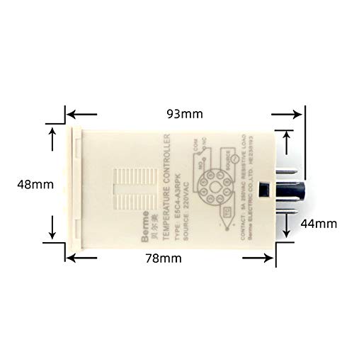 Cucudy E5C4-A3RPK Controlador de temperatura de exibição digital 0-399 ℃ K Tipo Regulador de tempera