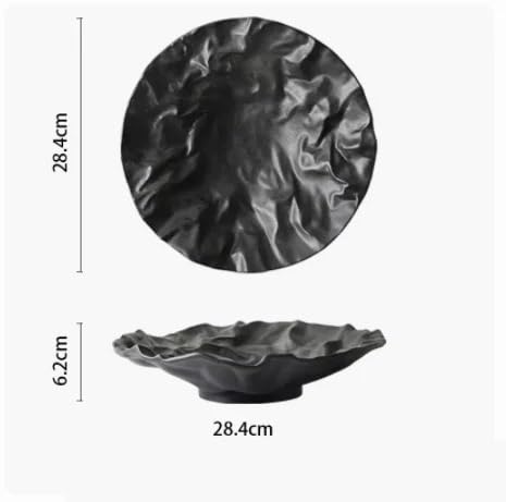Platos de cerámica,platos de postre,Platos Platos de cena creativos Hogar Comida occidental Plato de cena Creatividad Shiwen Vajilla de cerámica Hogar(Black,11 Inches)