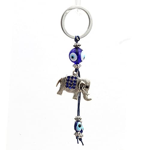 Hongtai Blauwe Evil Oog Charm Sleutelhanger Olifant Hanger Sleutelhanger Legering Tassel Auto Sleutelhanger Gift (Color : 3) - Image 4
