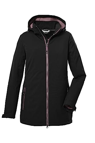 killtec Damen Softshelljacke/Outdoorjacke mit abzippbarer Kapuze KOW 8 WMN SFTSHLL JCKT, schwarz, 40, 39685-000